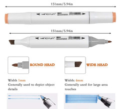 36 Colors Skin Color Markers Dual Tip Marker Pen Alcohol Based Marker w/case New