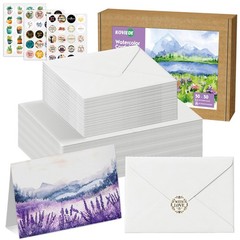 50 Pack Foldable Blank Watercolor Cards with Envelopes 4 x 6 Inch, 140lb Heav…