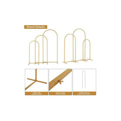 (5.9 Ft.+4.9 Ft.+3.9 Ft.) 3-Piece Set Wedding Arc Top Iron Art Wedding Iron Arch