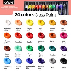 Colorful Stain Glass Paint Set 9.6 Fl Oz (Pack of 1), 0.4 24)
