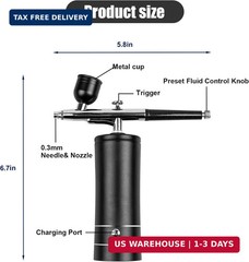 Airbrush Kit, Rechargeable Cordless Airbrush with Compressor, Non-Clogging High-