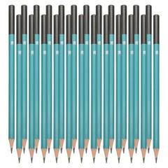 3B Drawing Pencils, 24PCS, Hexagonal , Black Refill, Green/Black Pole