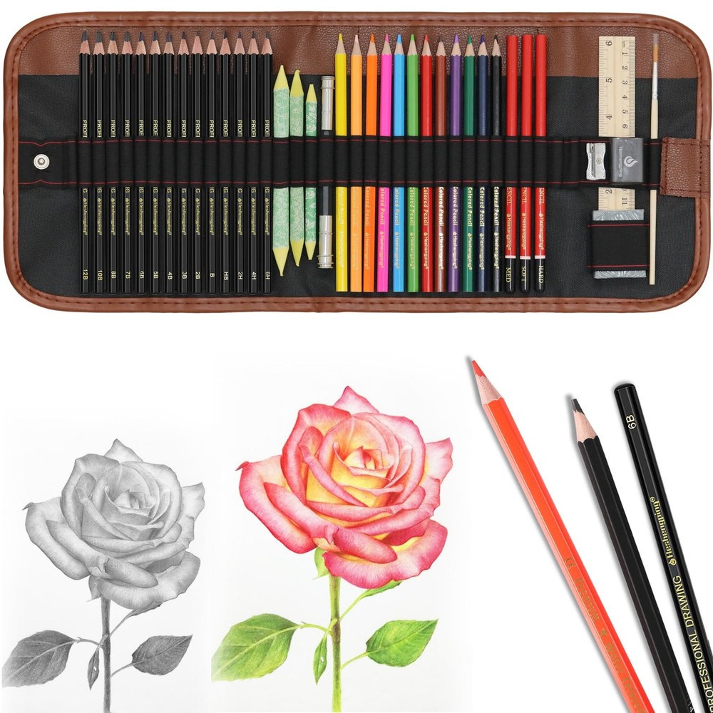 , Sketching Pencil Set Drawing Pen Charcoal Sketch Kit Cover Graphite Charcoa…