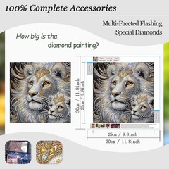 Aicomeon Lion Diamond Art Kits for Adults – 5D 12×12 inch, Multicolored