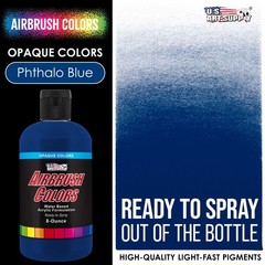 US Art Supply 8-Ounce Opaque Phtalo Blue Airbrush Paint