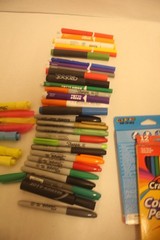 student/ Office Supplies Lot markers colored pencils Highlighters Pens sharpies