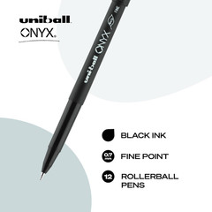 uniball Onyx Roller Ball Pen, Stick, Fine 0.7 Mm, 12 Count (Pack of 1), Black