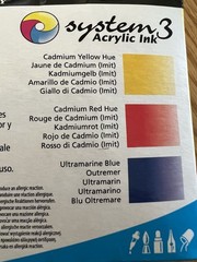 Daler-Rowney System3 Acrylic Ink Set / 3 Starter Colors Y,R,B w/ Painter Marker