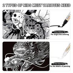 Betem 4 Count Dual Tip Oil Based Black White Paint Pen0.7mm & 3mm, White Perm…