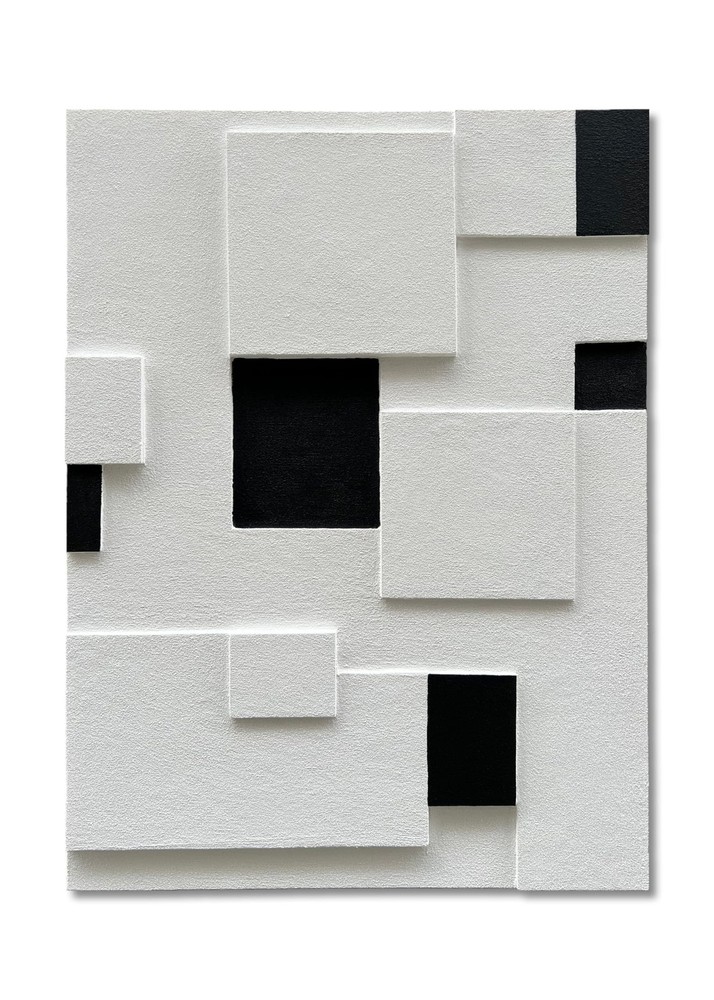 Art Hand-Painted Modern Minimalist Black and White Abstract Art Oil Painting …