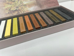 12-Pack Earth Tone Square Soft Pastels Water-Soluble Blendable Artist Drawing Pa
