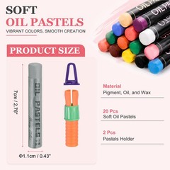 Soft Oil Pastels, 20 Pcs Gray Oil Pastel Art Supplies with Crayon Holder