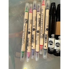 6 ZIG Memory System Calligraphy & 3 Chartpak AD Markers Mixed Lot Professional