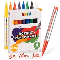 Acrylic Paint Markers Brush Tip 8 Colors, 3X (6.6g) Large Capacity Ink, No-bl…