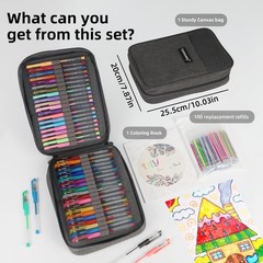 LANRENWENG 200 Pack Gel Pen Set 100 Colored 200 Count (Pack of 1), Multicolor