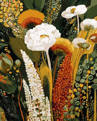 Paint by Numbers Kit for Adults, Vintage White Floral Botanical Acrylic Painting
