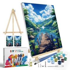 JOOZ Paint by Numbers Kit for Adults with 8 x 12 inches, Lakeside Landscape