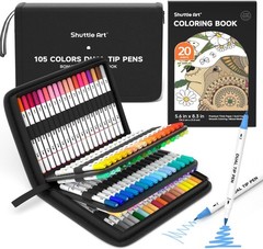 Fine & Brush Tip Markers in Portable Case – 105 Colors