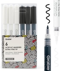Black & White Extra Fine Tip Acrylic Paint Marker Set, 6 Pack, 0.7mm Acrylic …
