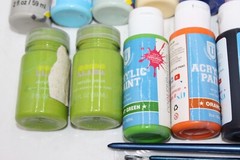 Acrylic Paint Lot 50+ Bottles 2-8 fl oz each Variety Multicolor + 12 Brushes HTF
