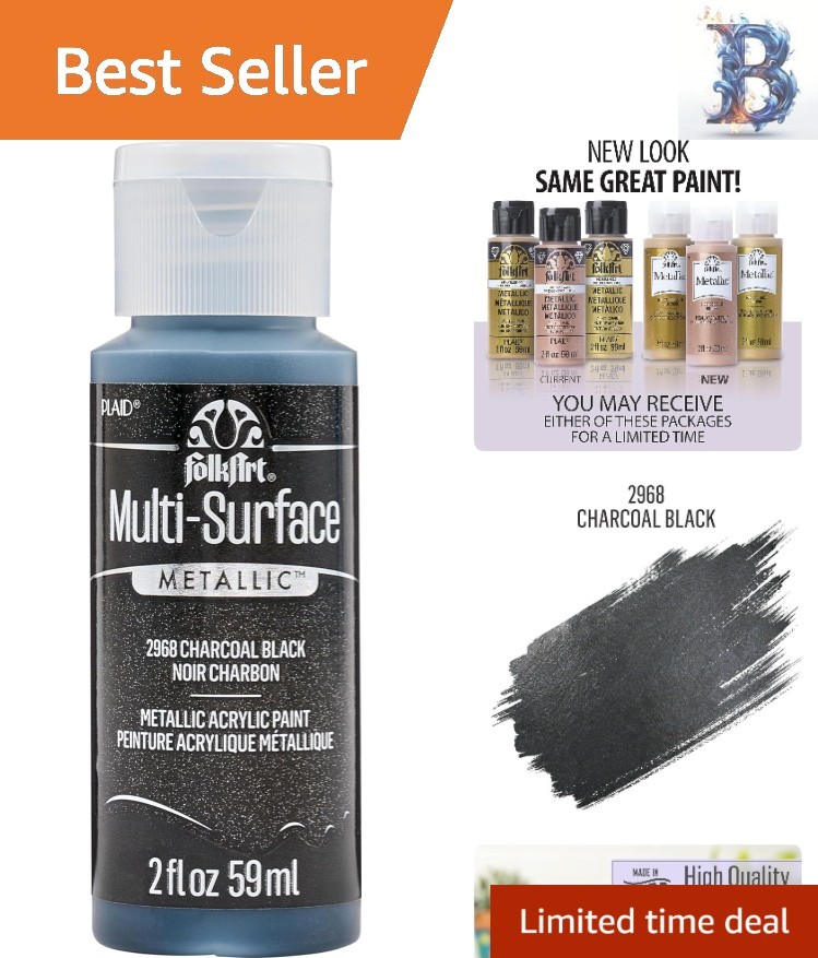 Versatile Charcoal Black Metallic Paint 2oz – Perfect for All Your DIY Projects