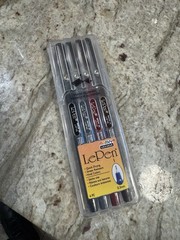 NEW LePen Ink Pen Set 4pc Black Grey Dark Red Brown With Case