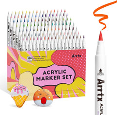 120 Colors Markers Paint Pens, Acrylic Paint Pens for Artists Adults Coloring Dr
