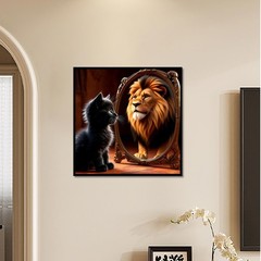 Diamond Painting Kit Kitten and Lion Full Diamond Round Art; 5D DIY Art Craft f,