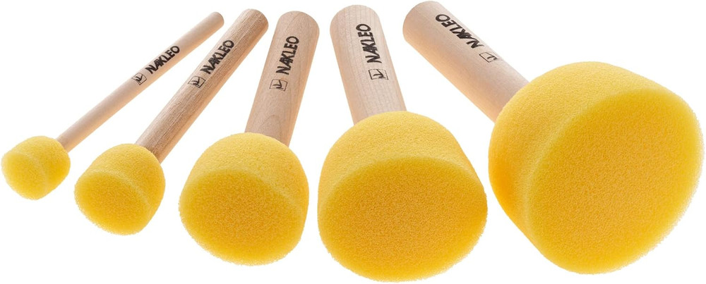 Foam Stencil Stippling Brush Set, 5 Pcs round Sponges Stippler 0.4″, 0.8″, 1″, 1