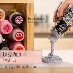 Glitterific Pop Acrylic Craft Paint, Silver Lining 2 fl oz Premium Glitter Fi…