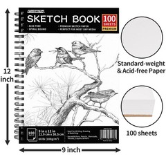 FIXSMITH 9X12 Sketch Book | 100 Sheets 68 lb/100gsm Spiral Sketchbook | Acid …