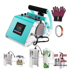 3 in 1 40 OZ Tumbler Heat Press Machine 11 OZ 15 OZ Mug Press Sublimation Teal