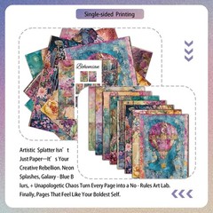 Scrapbook Paper – 24 Sheets 8 Vintage Floral Designs – Junk 15*15cm, Bohemian
