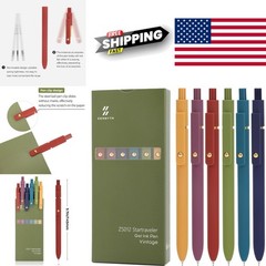 Office Gel Pens 6 Pcs Vintage Black Ink Quick Dry Fine Point Writing Tools