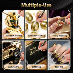 Liquid Gold Chrome Paint Markers, 3 Pack 0.7Mm Extra Fine Mirror Chrome