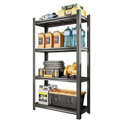 4-Tier Adjustable Metal Storage Shelf, For Garage, Shed, Supermarket, Living Roo