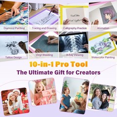 A4 Light Box Ultra Thin 8 Level Dimming 3 Color Modes Tracing Drawing Pink
