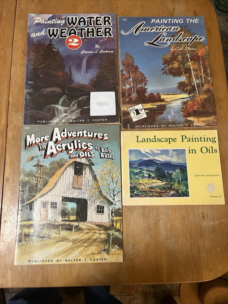 4 How to paint art books paperbacks acrylics oils landscapes water weather