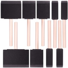 10 Pc Foam Paint Brushes Bevel Tipped Wooden Handle Smooth Surfaces Arts Crafts