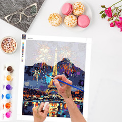 Eiffel Tower Paint by Numbers Kit for Adults, Night Sky Acrylic Paint by Numbers