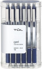 Gel Pens Retractable Medium Point 0.7mm Blue Ink Pack of 12 Office Supply