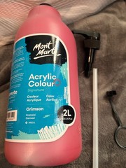 Mont Marte Signature Acrylic Color Crimson With Pump 2L 67.6 fl oz New