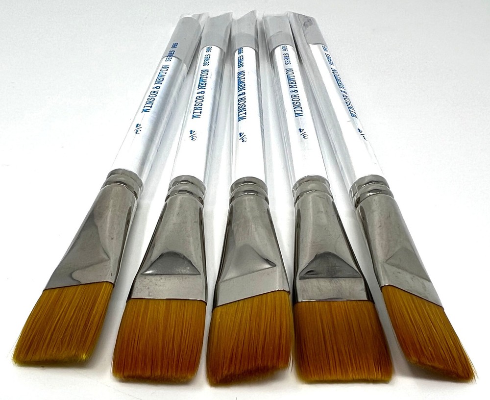 Lot of 5 – Winsor & Newton Series 995 Aquarelle Brush Size 3/4 Flat Wash Short