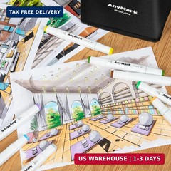 AnyMark Alcohol Markers, 60 Colors Dual Tip Art Coloring Markers Set for Adult B