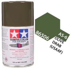 Tamiya 86506 AS-6 Olive Drab (USAAF) Aircraft Lacquer Spray Paint 100ml – US