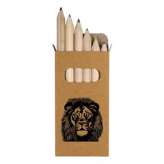 6 x ‘Lion Portrait’ Short 85mm Pencils / Coloured Pencil Set (PE00080370)
