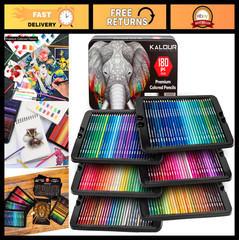 180 Colored Pencil Set – Soft Core, Rich Pigment, 12 Metallic Pencils – Ideal fo