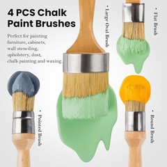 Chalk and Wax Paint Brush Furniture Set of 4, Small Round and Large Oval Brus…