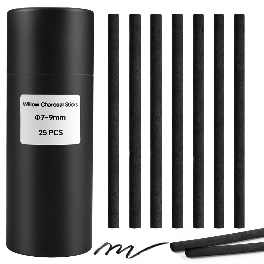 Willow Charcoal Sticks Pencils Artists Sketching Drawing Shading 79mm 25 PCS