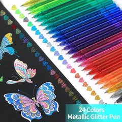 ZSCM 48 Pack Metallic Glitter Gel Pens Set, 24 Colors Sparkle Gel Pens with 2…